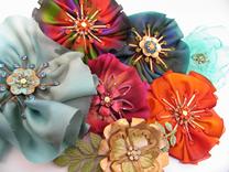 silk and hand painted metal flowers